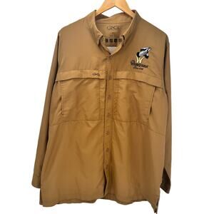 GameGuard Outdoors Shirt Mens XL WEBB FARM Logo Tan Vented Fishing Hunting